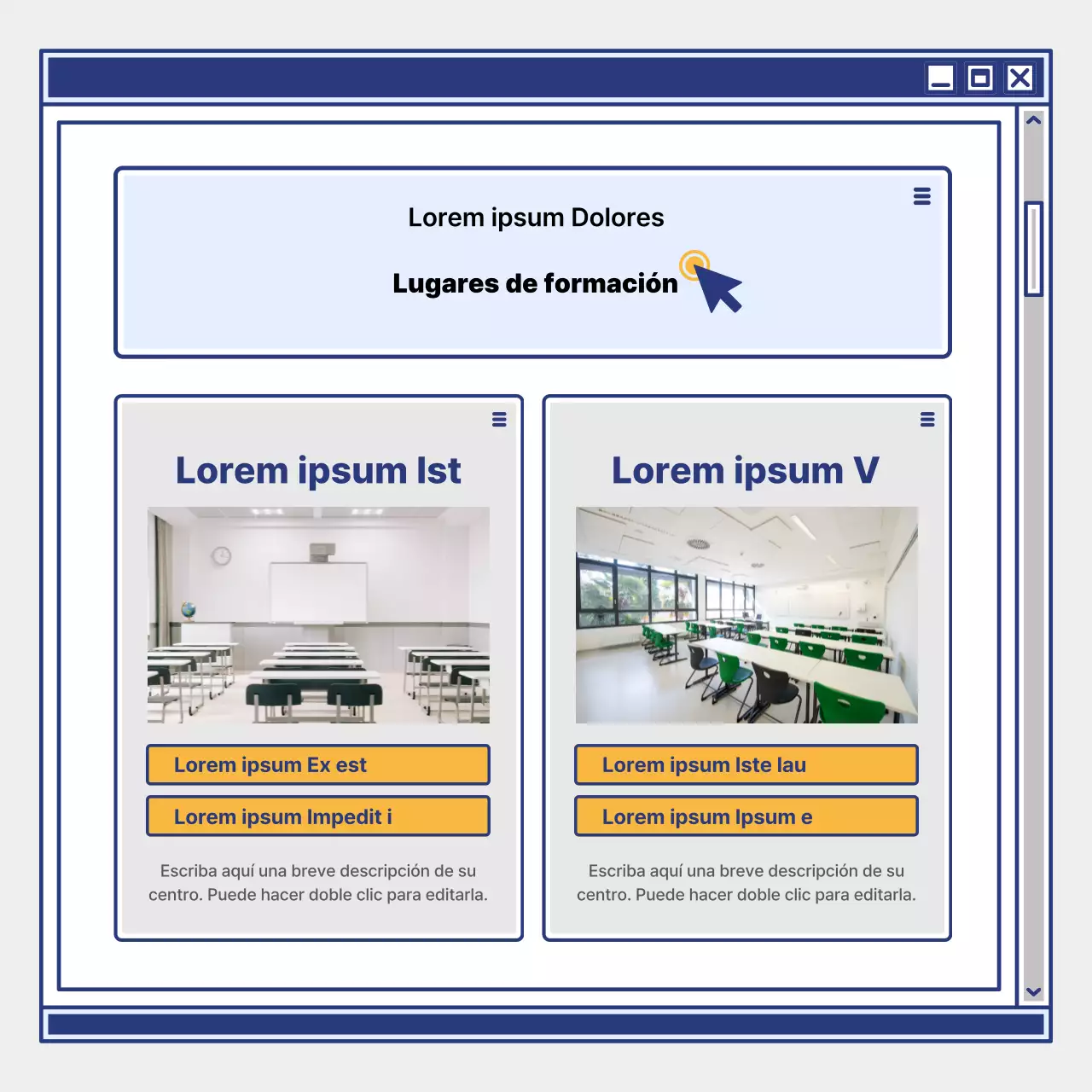 Promueva la captación de alumnos con un sencillo centro de aprendizaje amarillo y azul marino