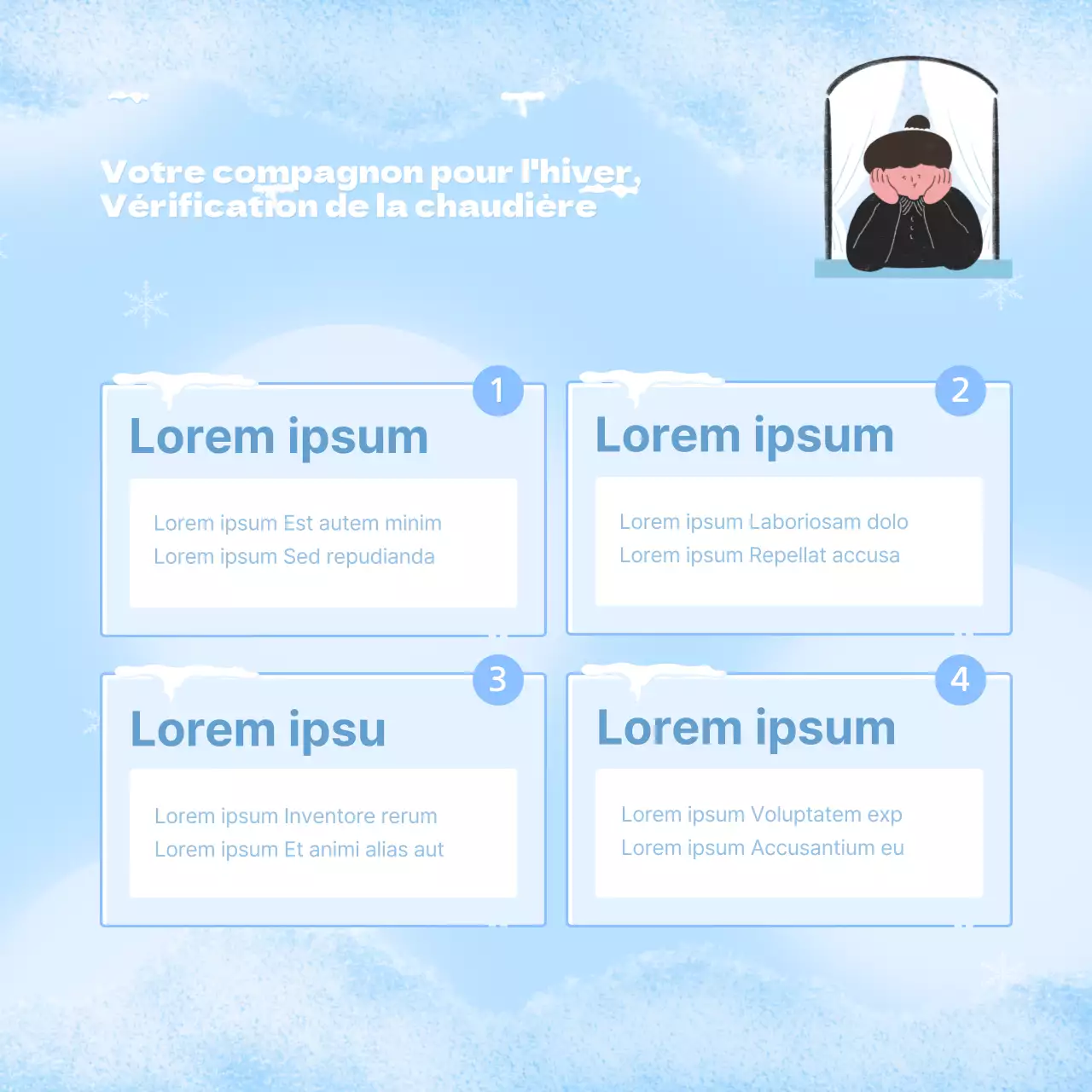 Un poste d'hivernage minimaliste et basique en bleu clair et blanc