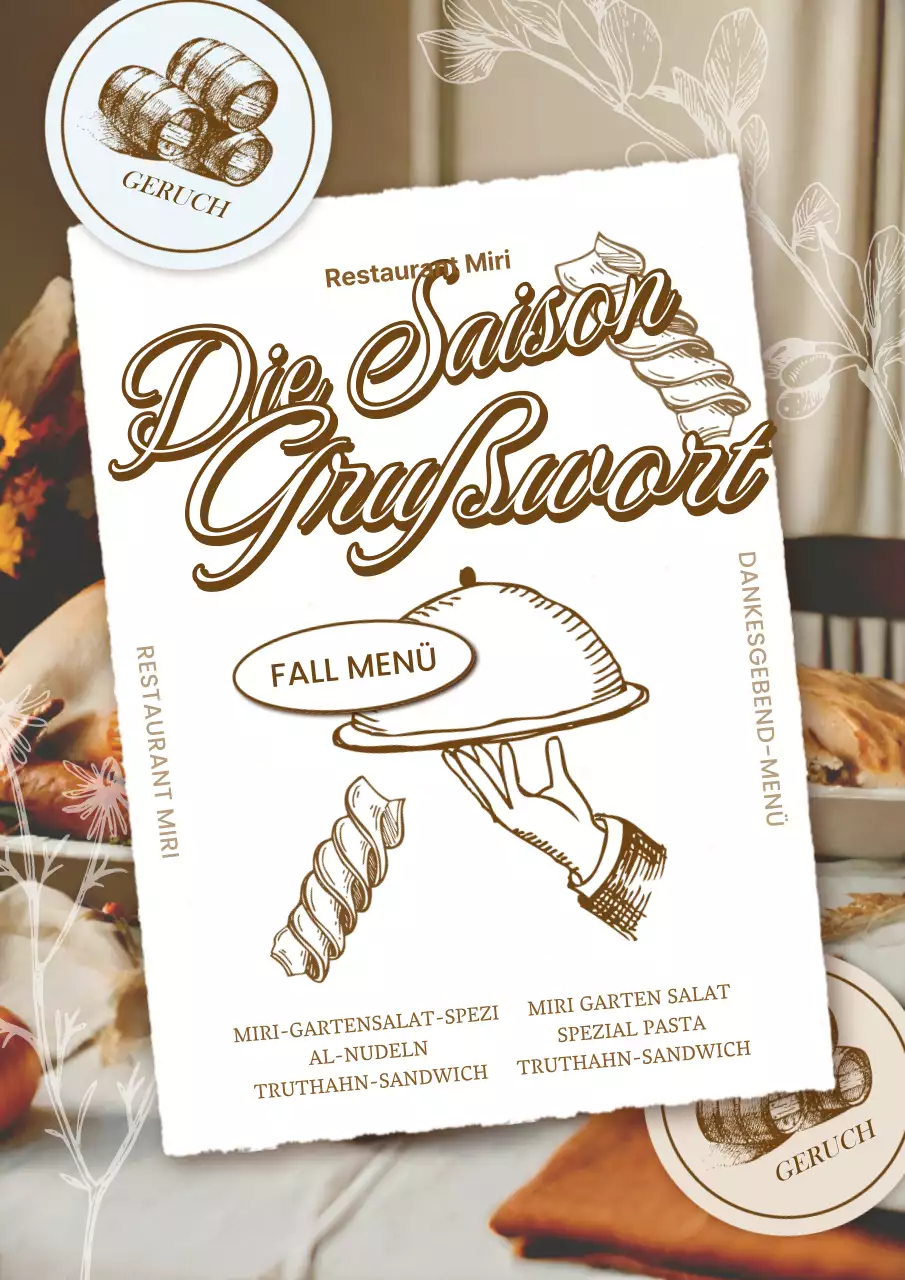 Vintage-Restaurant in Beige und Elfenbein für die HerbstsaisonGrußpost