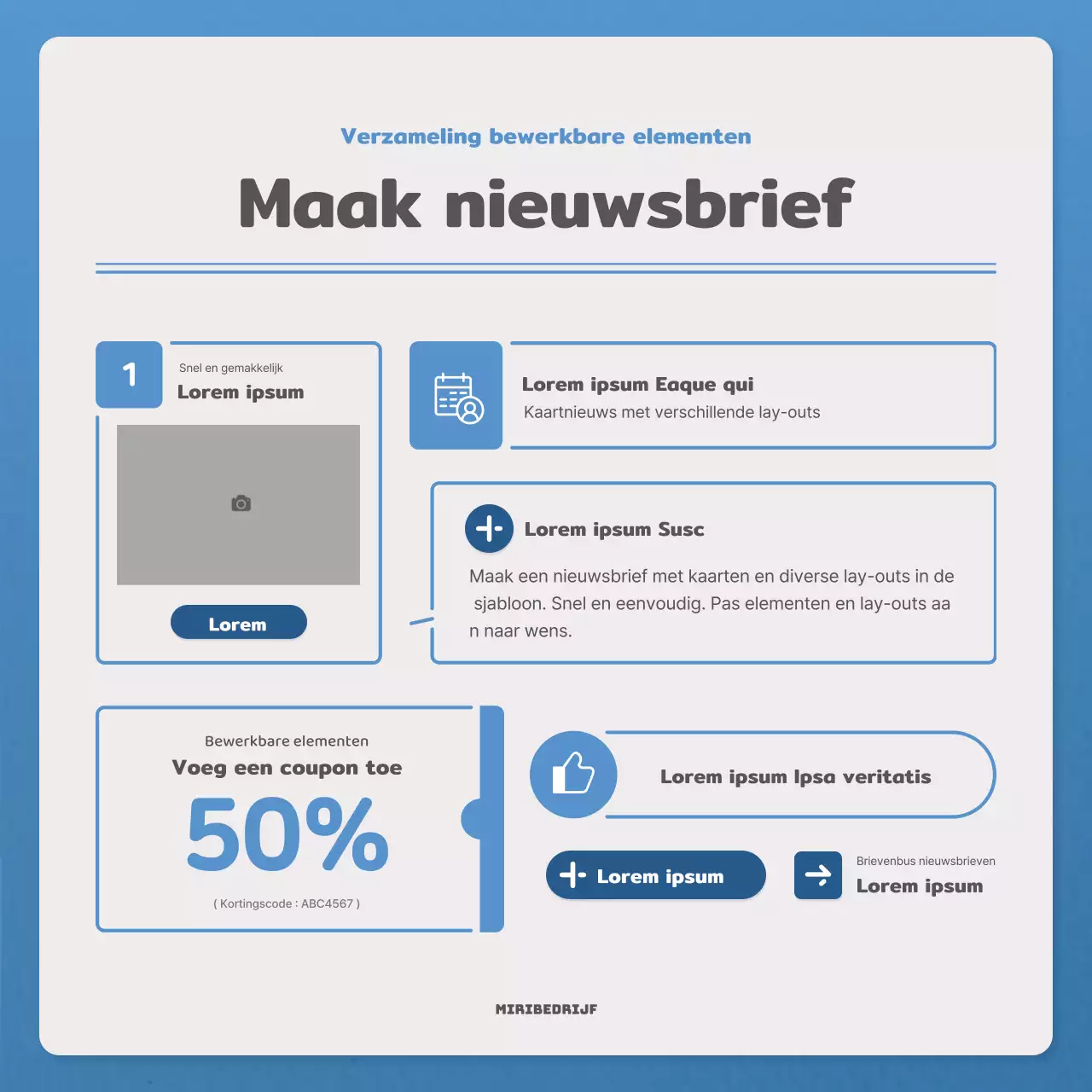 Een eenvoudige brief in blauw en marineblauw nieuwsbriefpost