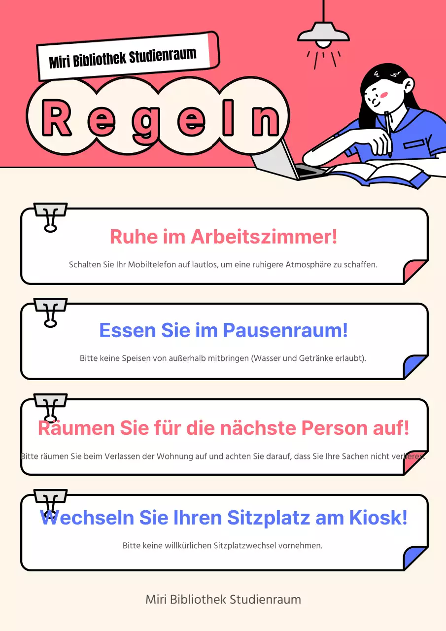 Regeln für das kitschige rosa und blaue Arbeitszimmer