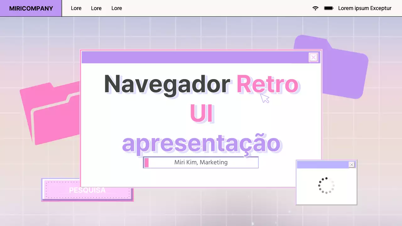 Relatório de design de navegador retro em roxo e cor-de-rosa