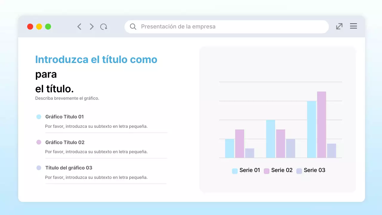 Presentación en la moderna interfaz de escritorio azul claro para PC