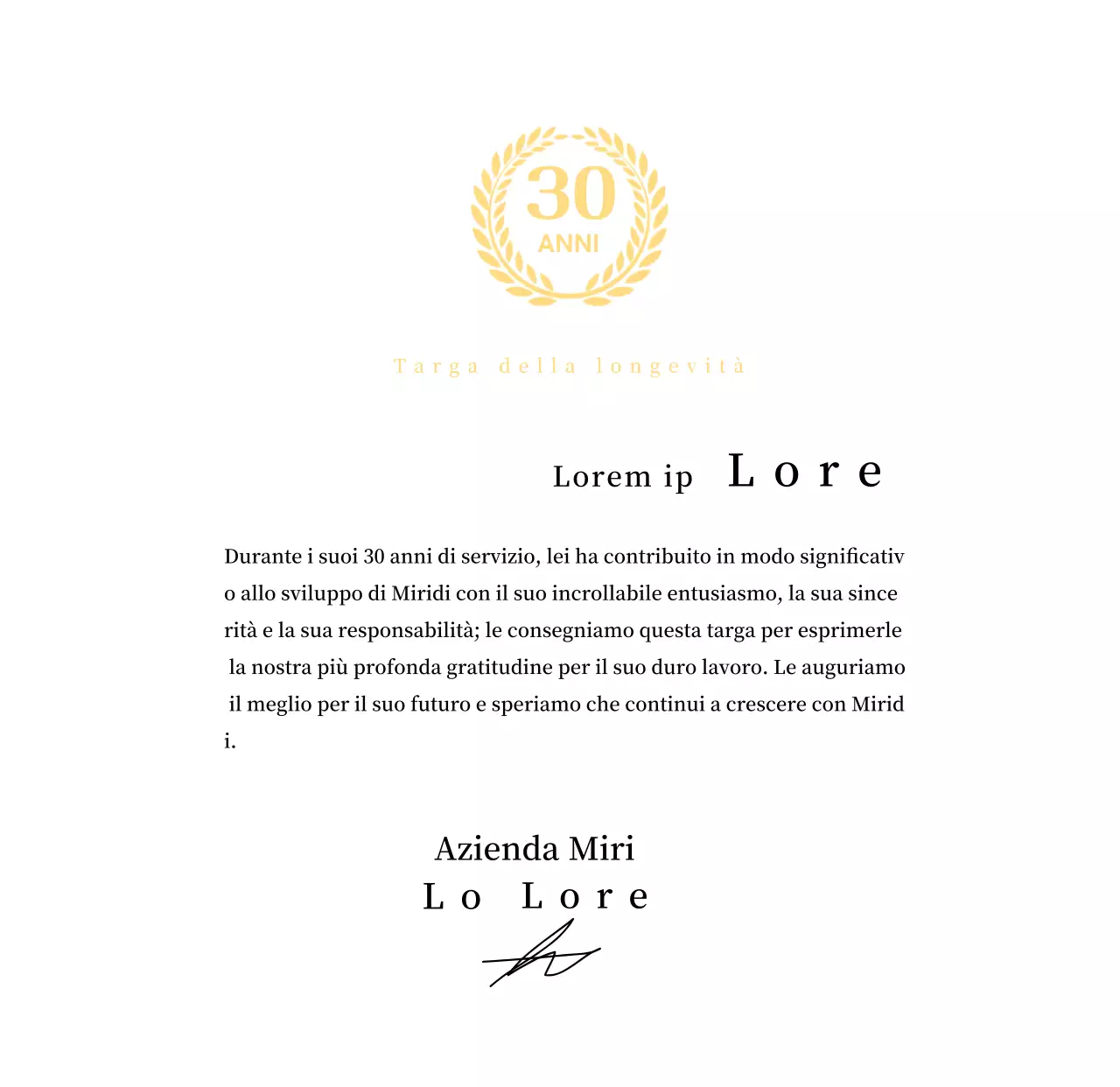 Concetto di targa aziendale di lungo servizio con simbolo dell'alloro