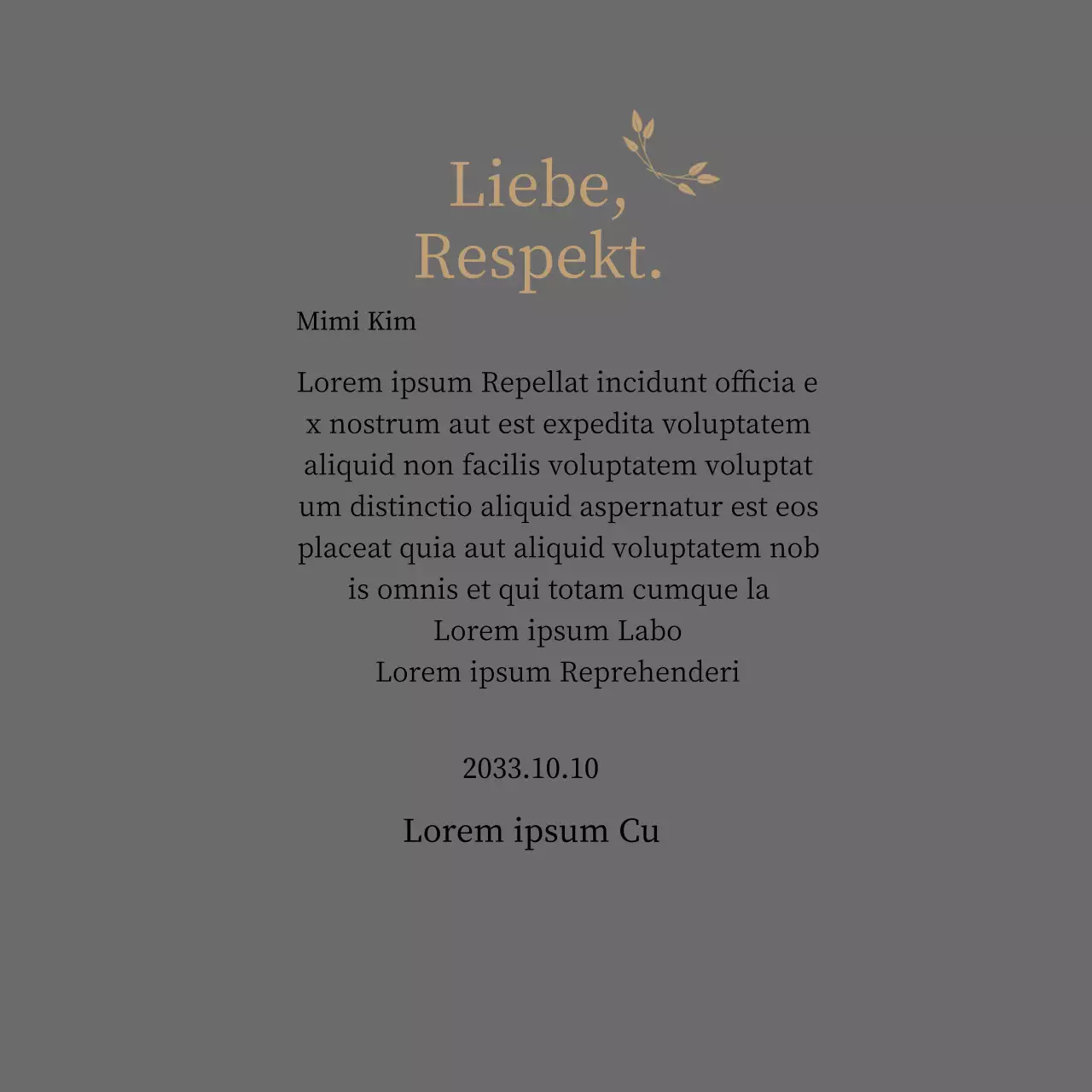 Edle Danksagungstafel mit Gold und Blättern