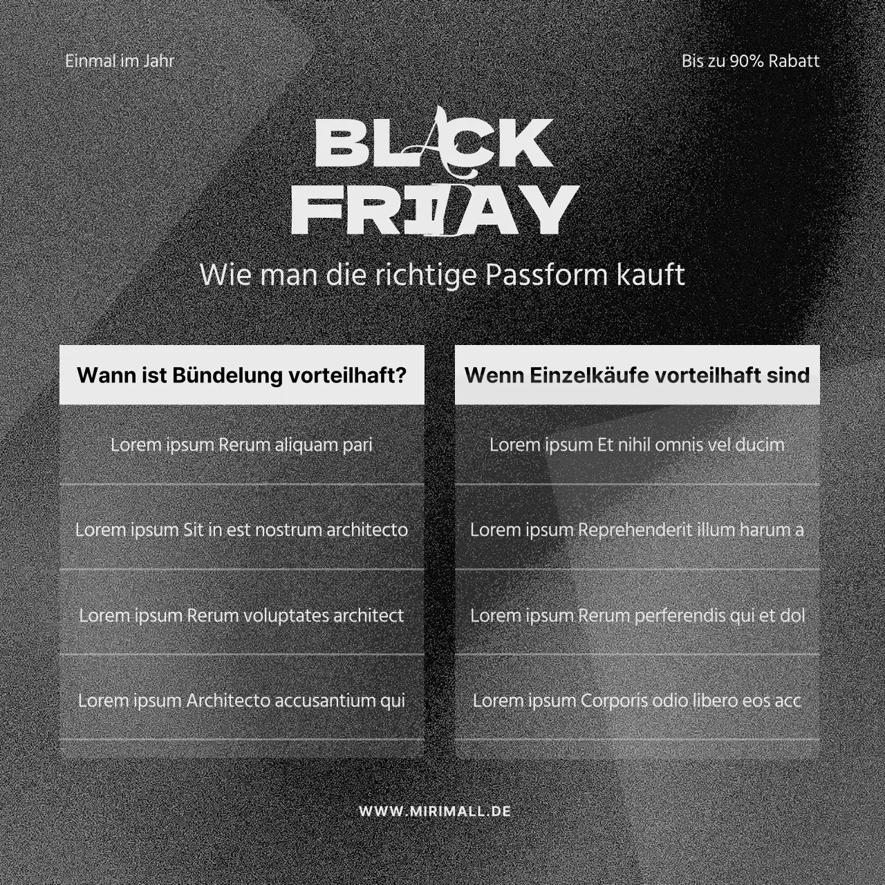 Werben Sie für einen minimalistischen Black Friday in Schwarz und Grau
