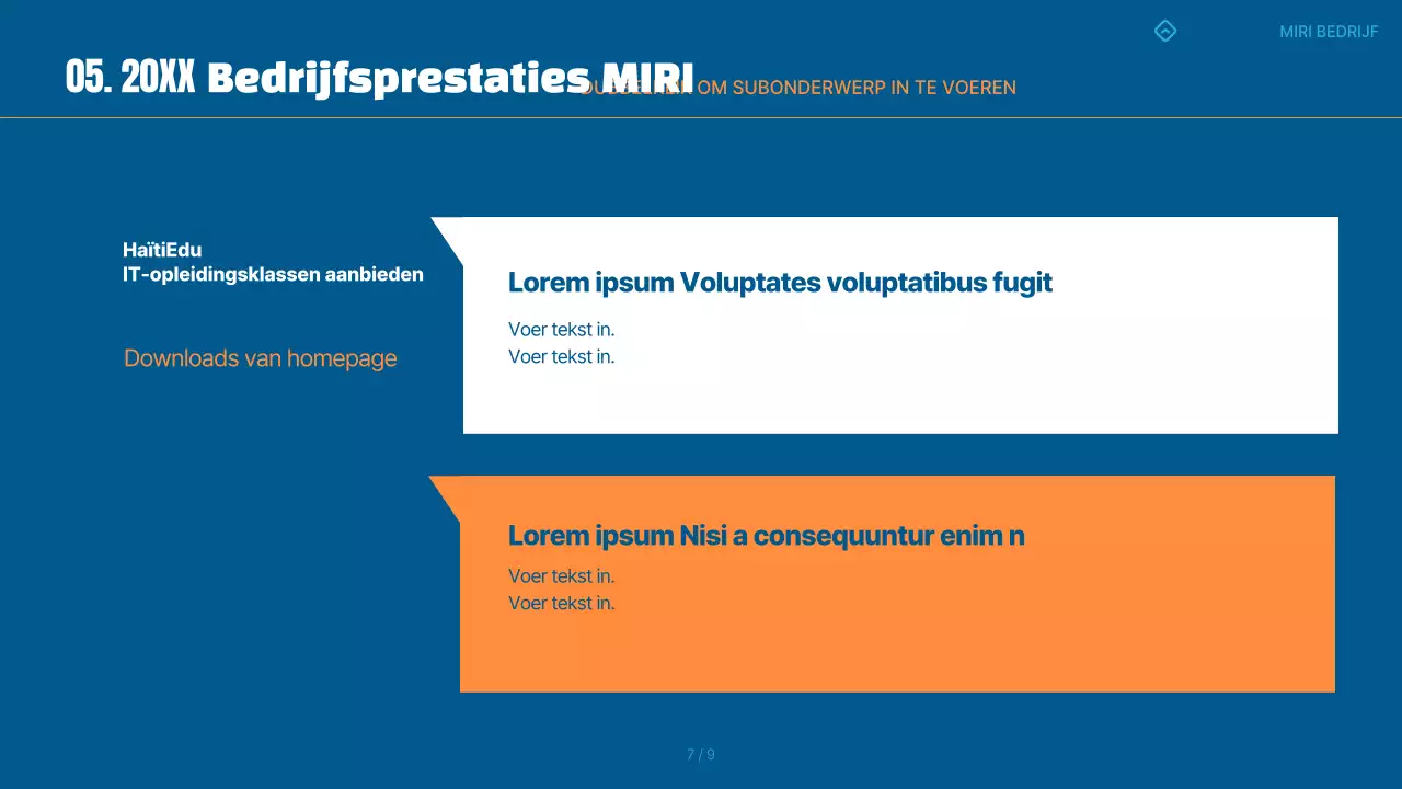 Een eenvoudige blauwe en oranje scorekaart