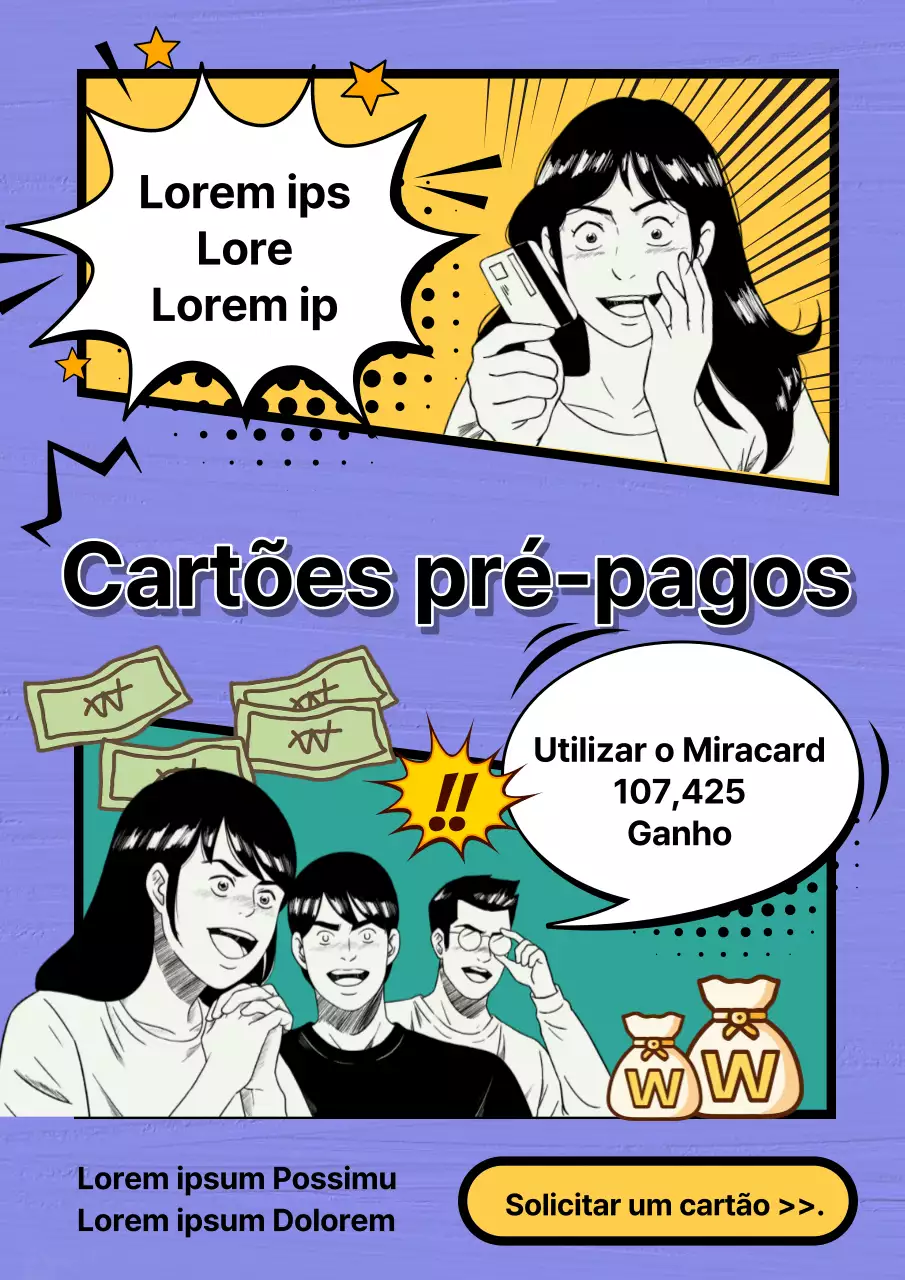 Promover o recrutamento pop art em amarelo e roxo