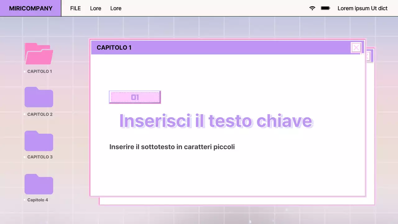 Relazione sul design del browser retrò in viola e rosa