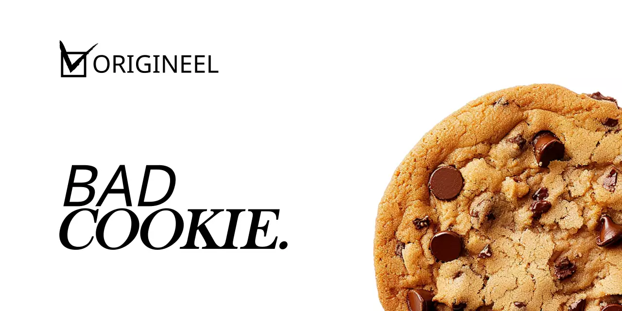 Verpakkingsheader met een afbeelding van een koekje op een witte achtergrond