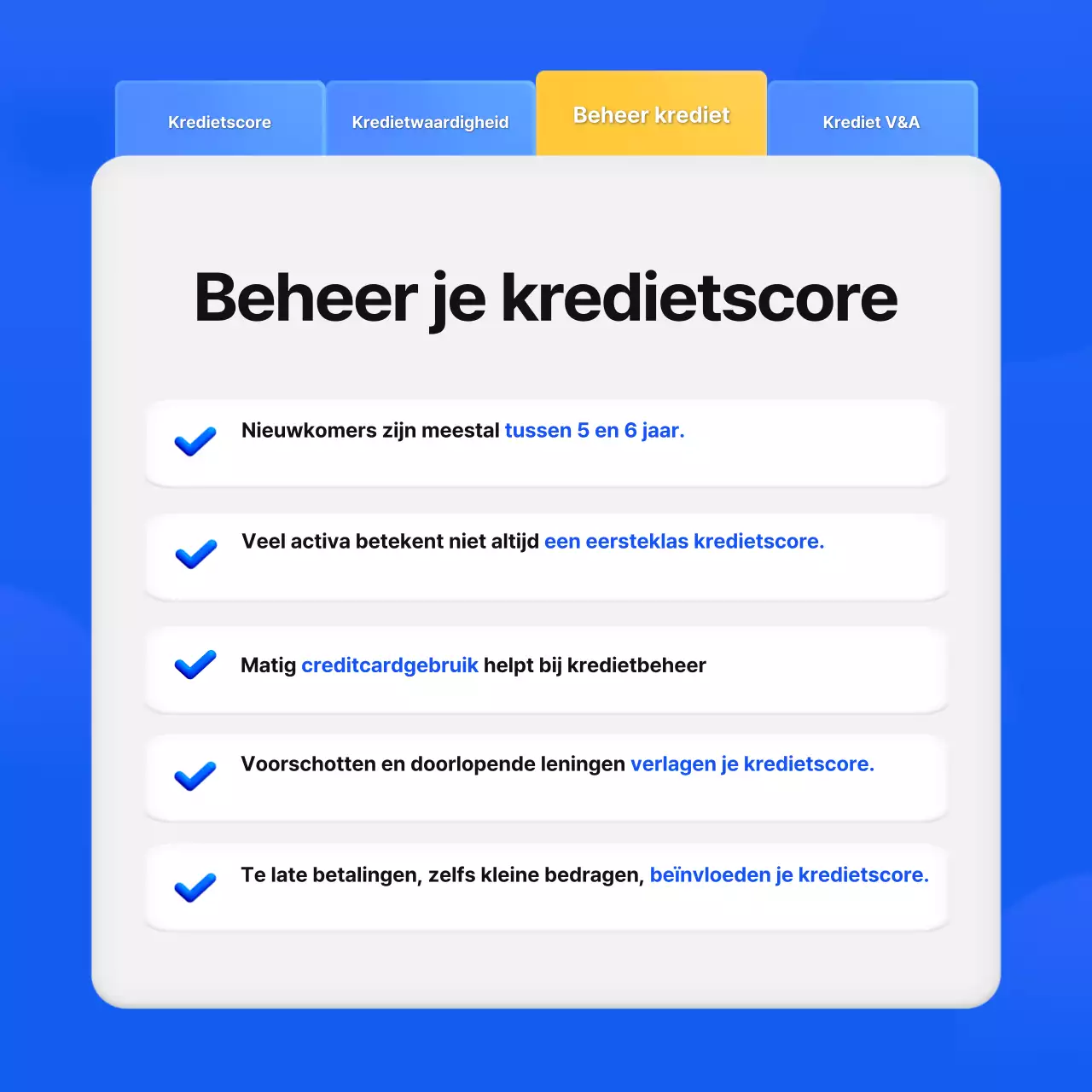 Promoot de eenvoudige fintech app van Blue voor het beheer van credit scores