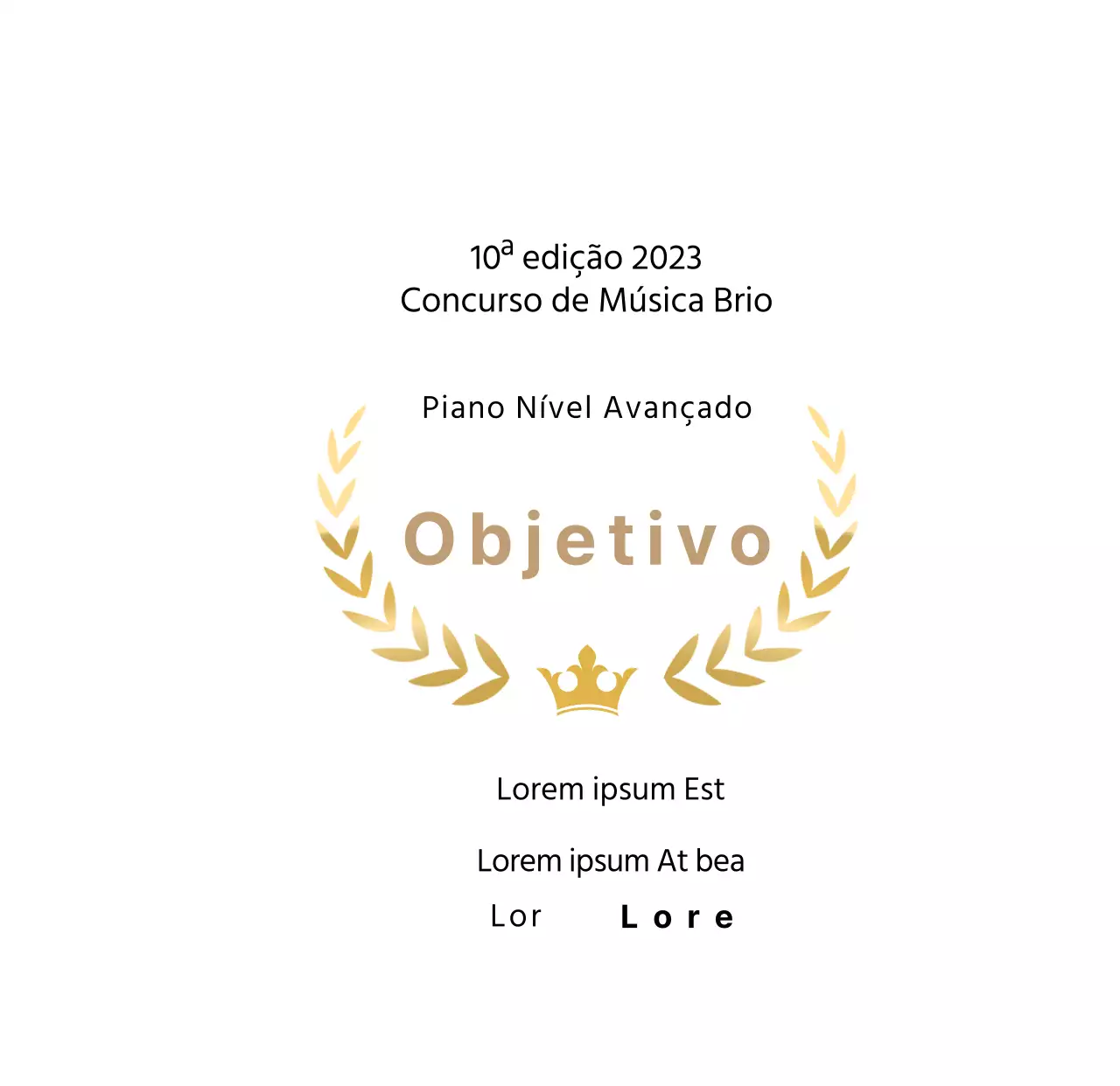 Placa do vencedor do conceito de concurso com linhas de louros e ilustração de uma coroa