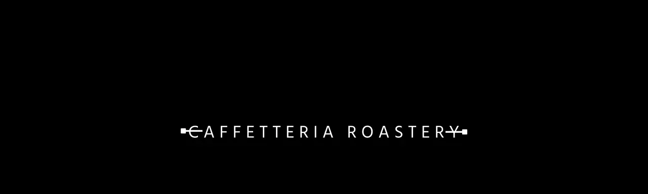 Etichetta di intestazione del merchandising del Roastery Cafe in nero