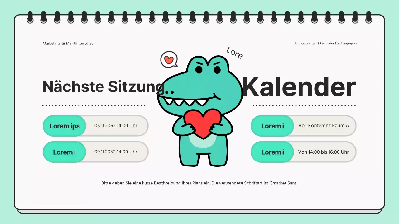 Minimalistische Präsentation eines Studientreffens in Minze und Schwarz