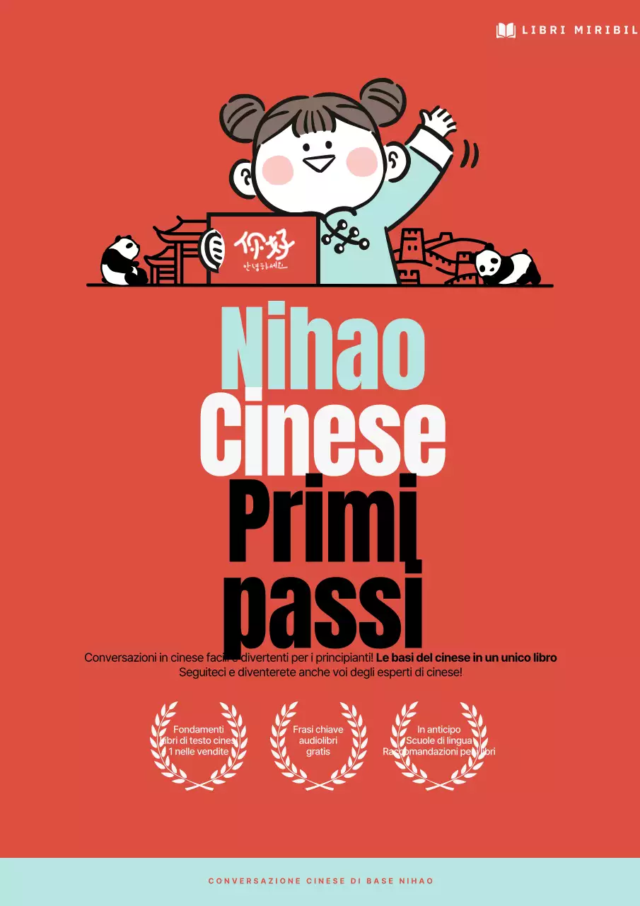 Copertina di un semplice libro di testo cinese in rosso e menta