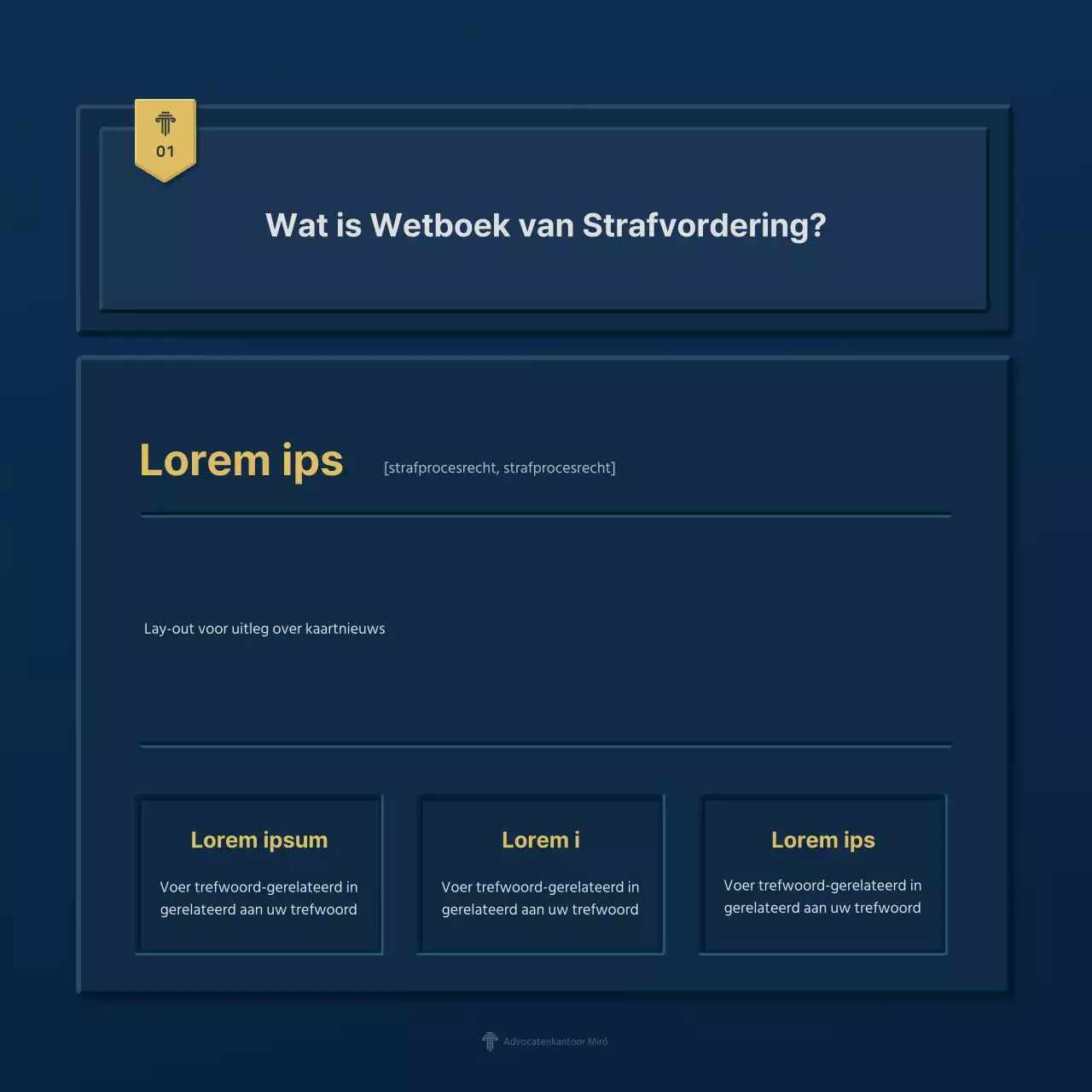 Een eenvoudig blauw en geel bedrijfsprofiel van een advocatenkantoor