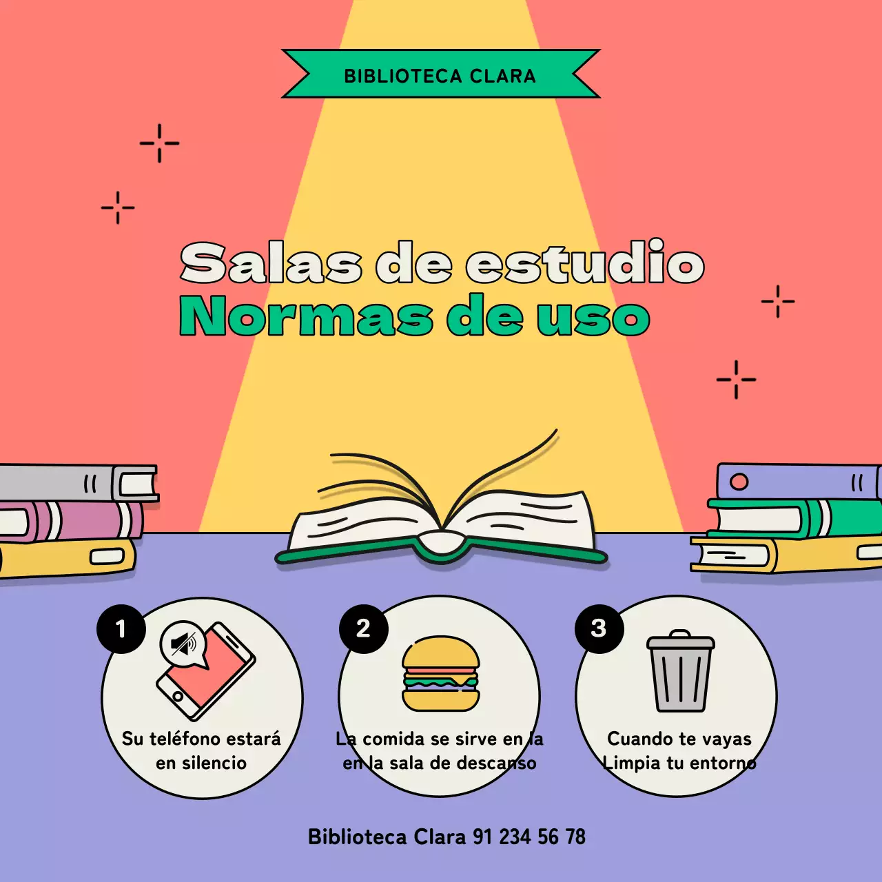 Anuncio de las bases para una sala de estudio kitsch en malva y menta