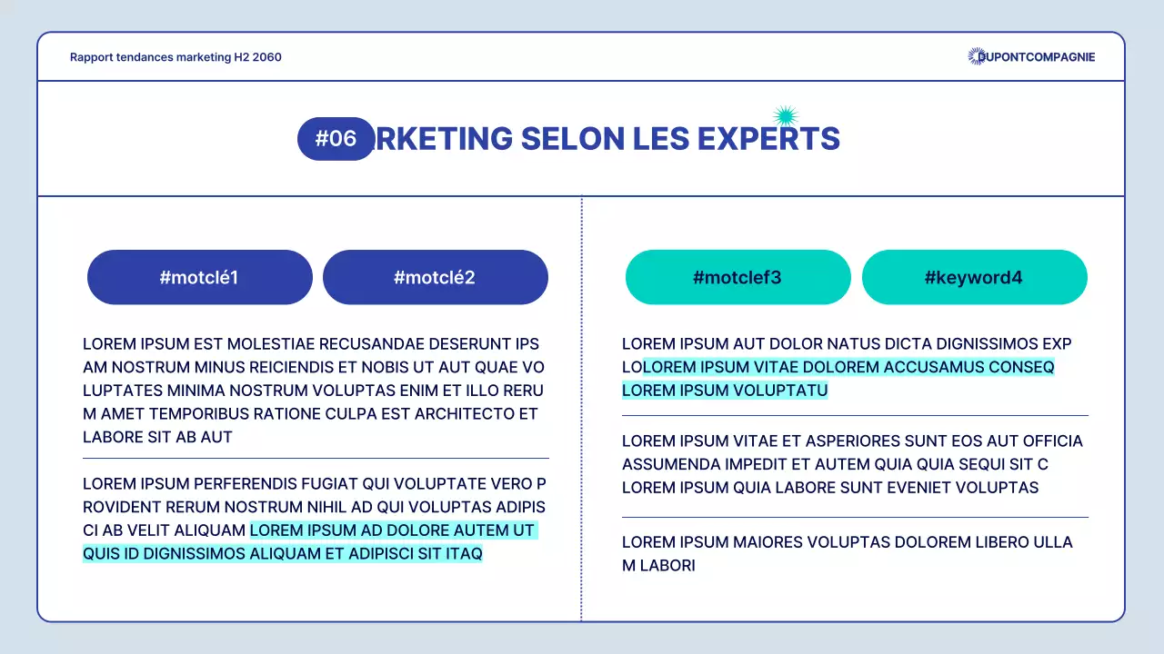 Un rapport simple sur les tendances du marketing en bleu marine et menthe