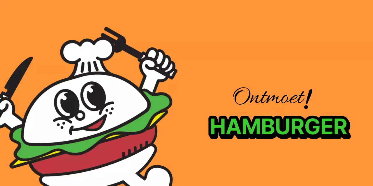 Heathertack's oranje en groene handgemaakte merchandise met hamburgermerken