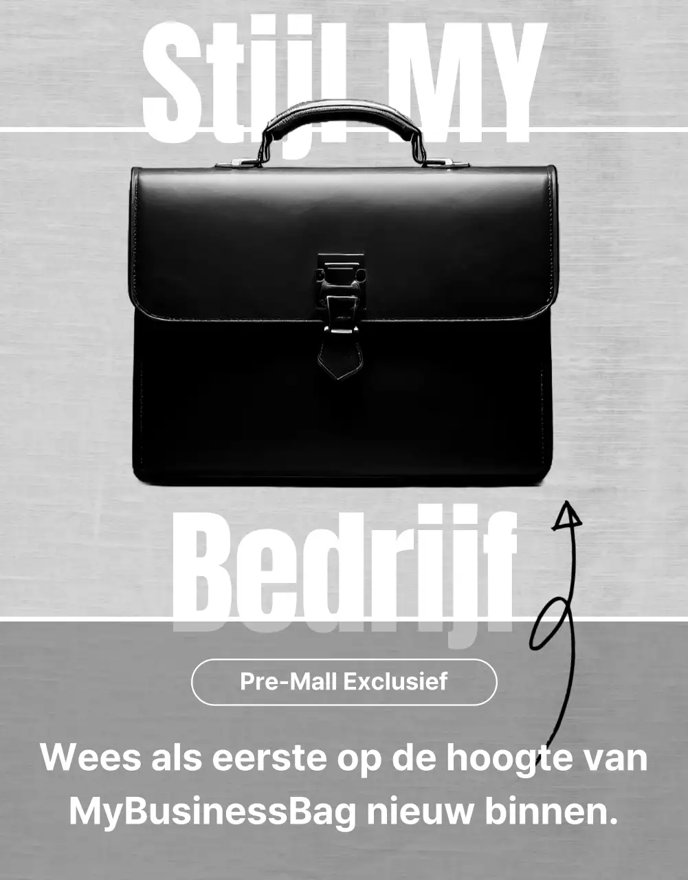 Minimalistische tassenreclame in zwart-wit