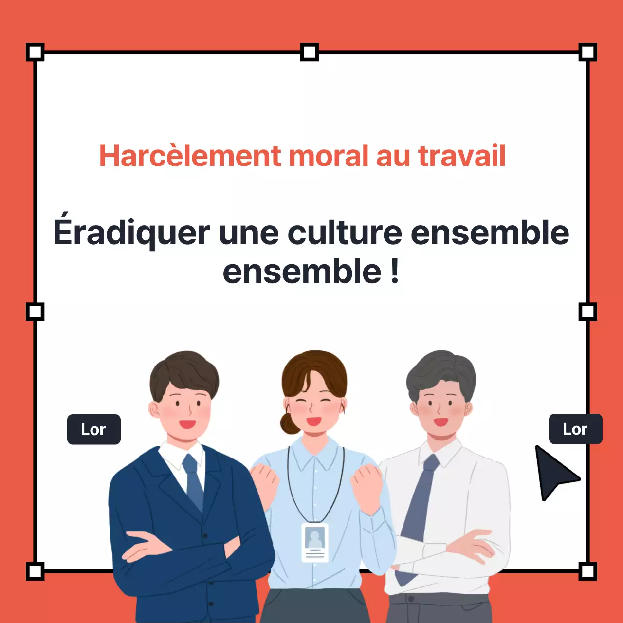 Un quiz kitsch rouge et jaune sur le harcèlement au travail OX