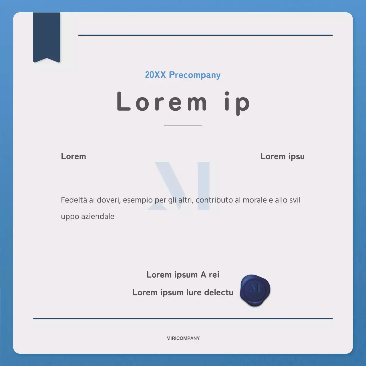 Un semplice annuncio blu e blu navy