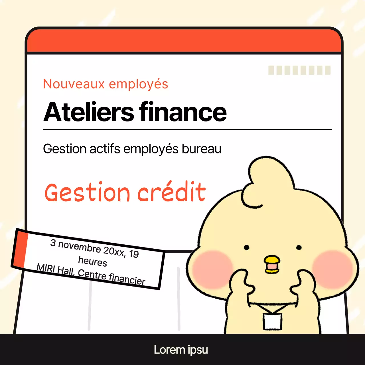 Publicité minimaliste jaune et rouge pour une carte de crédit destinée aux primo-accédants