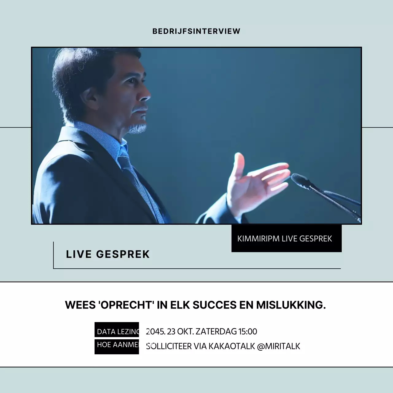 Een eenvoudige interviewpost voor bedrijven in lichtblauw