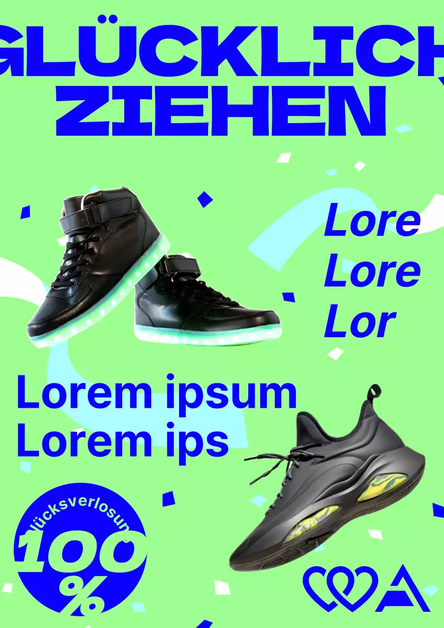 Trendige Sneaker-Event-Anzeige in Chartreuse und Blau