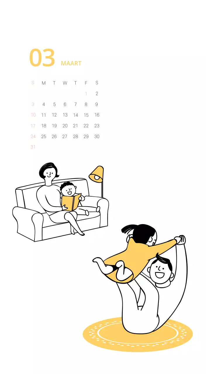 Veelkleurige geïllustreerde kalender