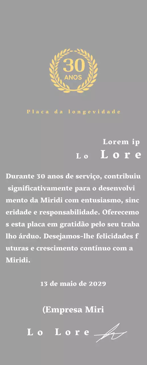 Placa de serviço longo empresarial com conceito de símbolo de louro