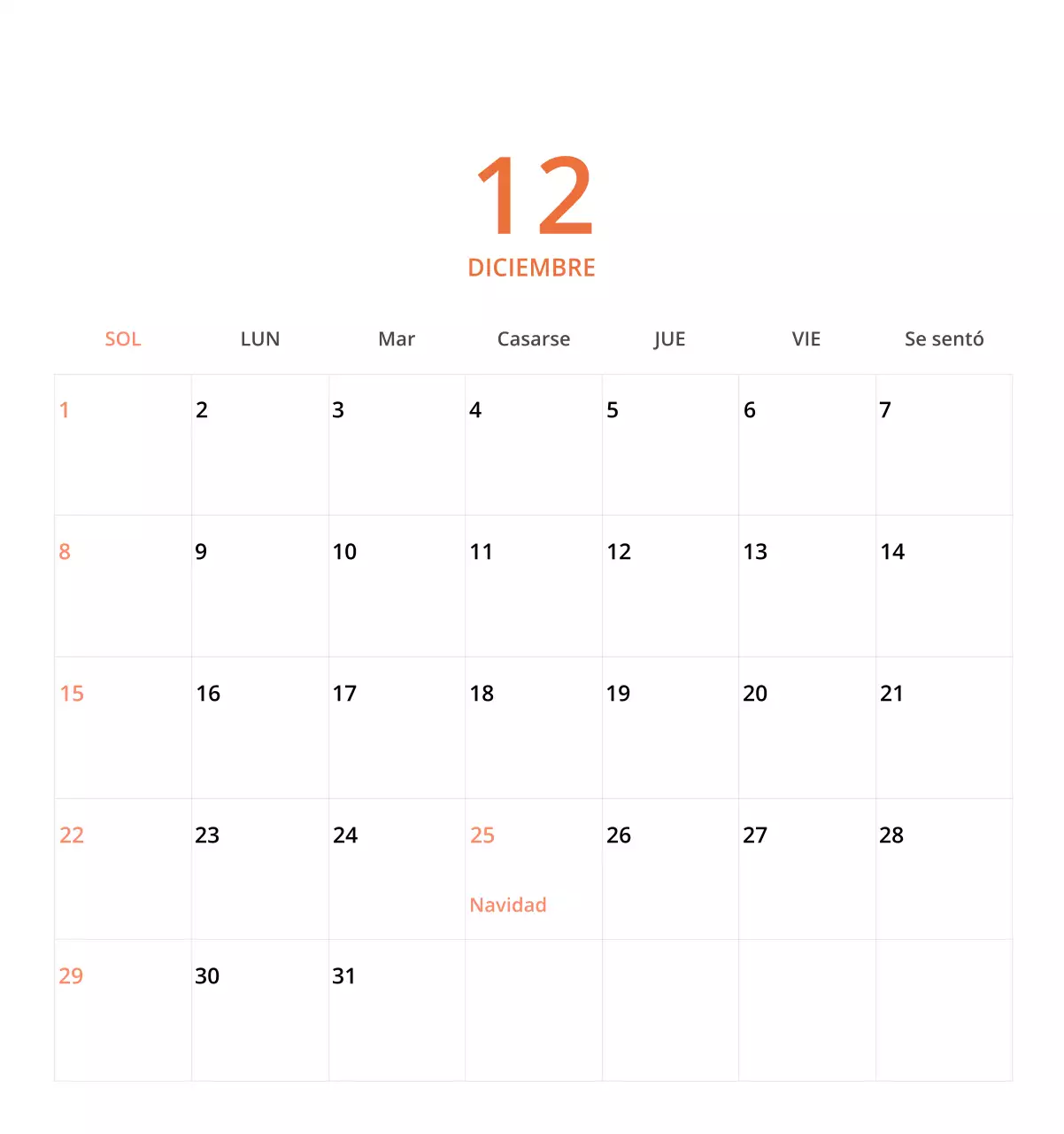 Bonito calendario de sobremesa ilustrado de temática familiar en color verde