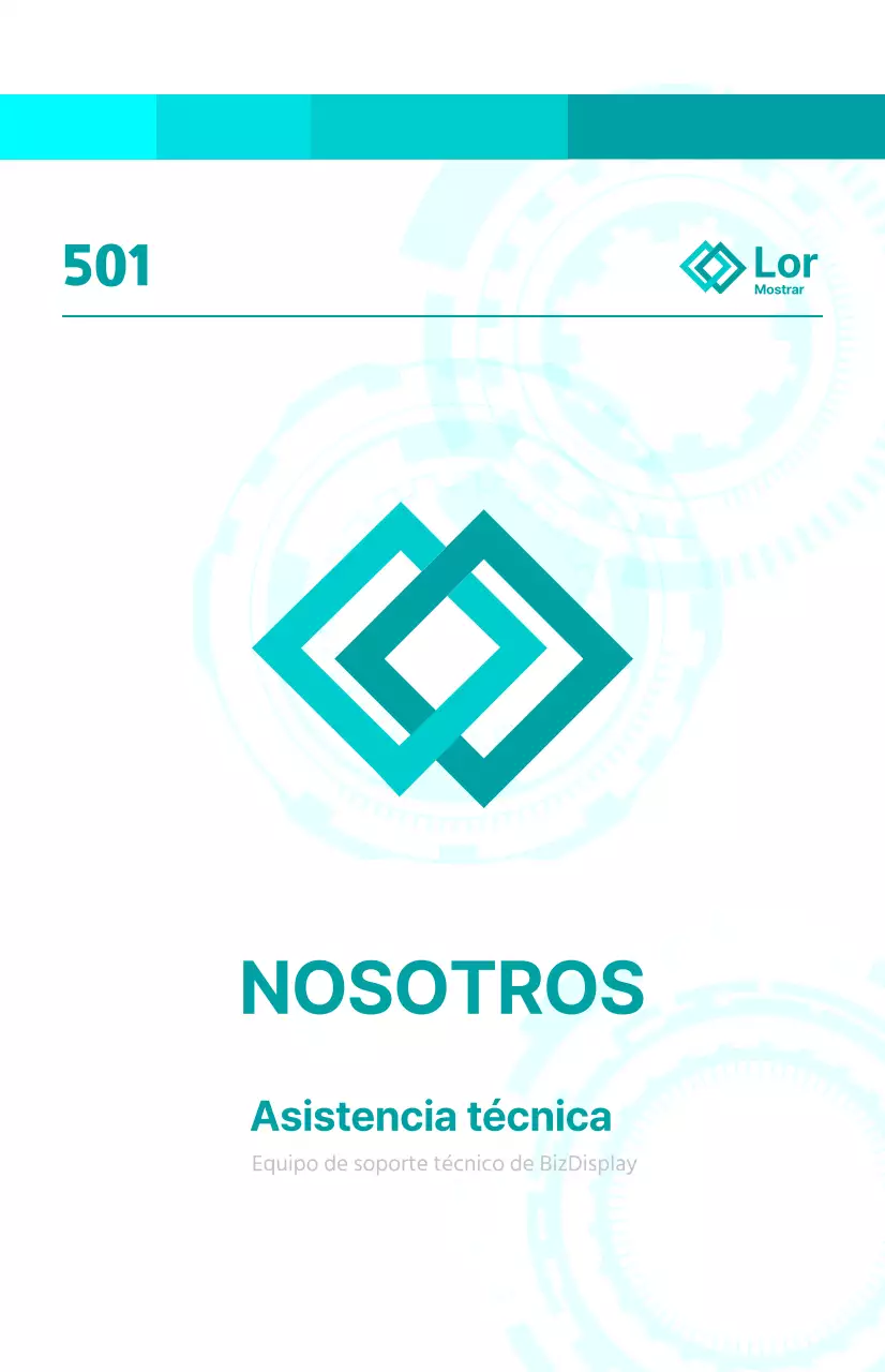 Guía corporativa de concepto brillante con gráficos mecánicos