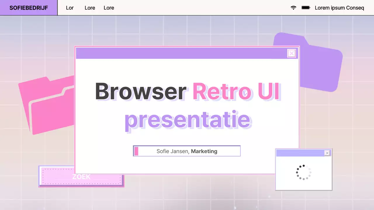 Retro browserontwerprapport in paars en roze