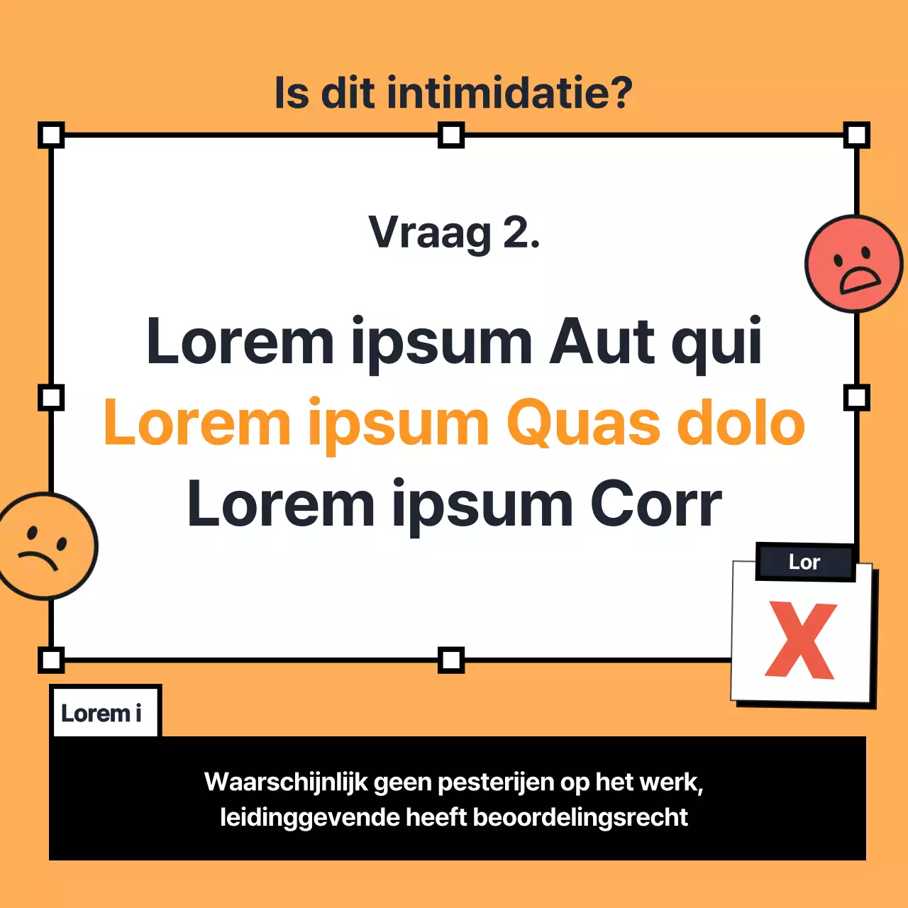 Een kitscherige rood met gele werkplek pesterijen OX quiz