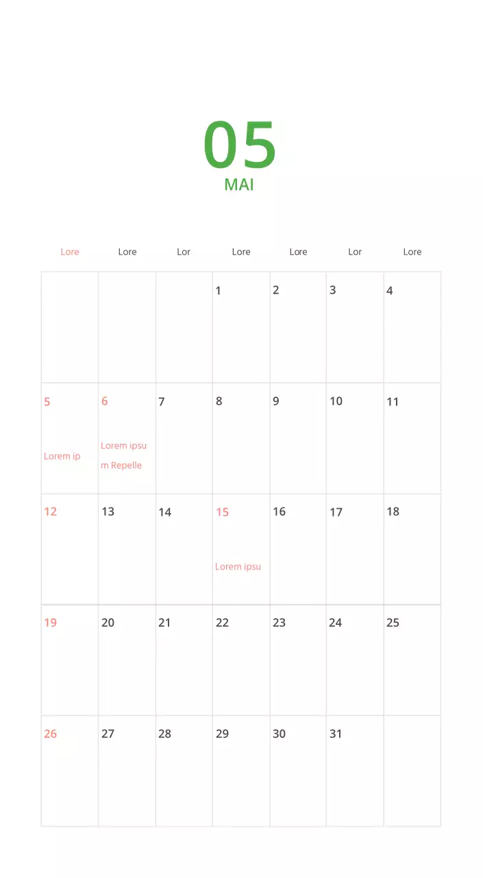 Mehrfarbiger Bildkalender