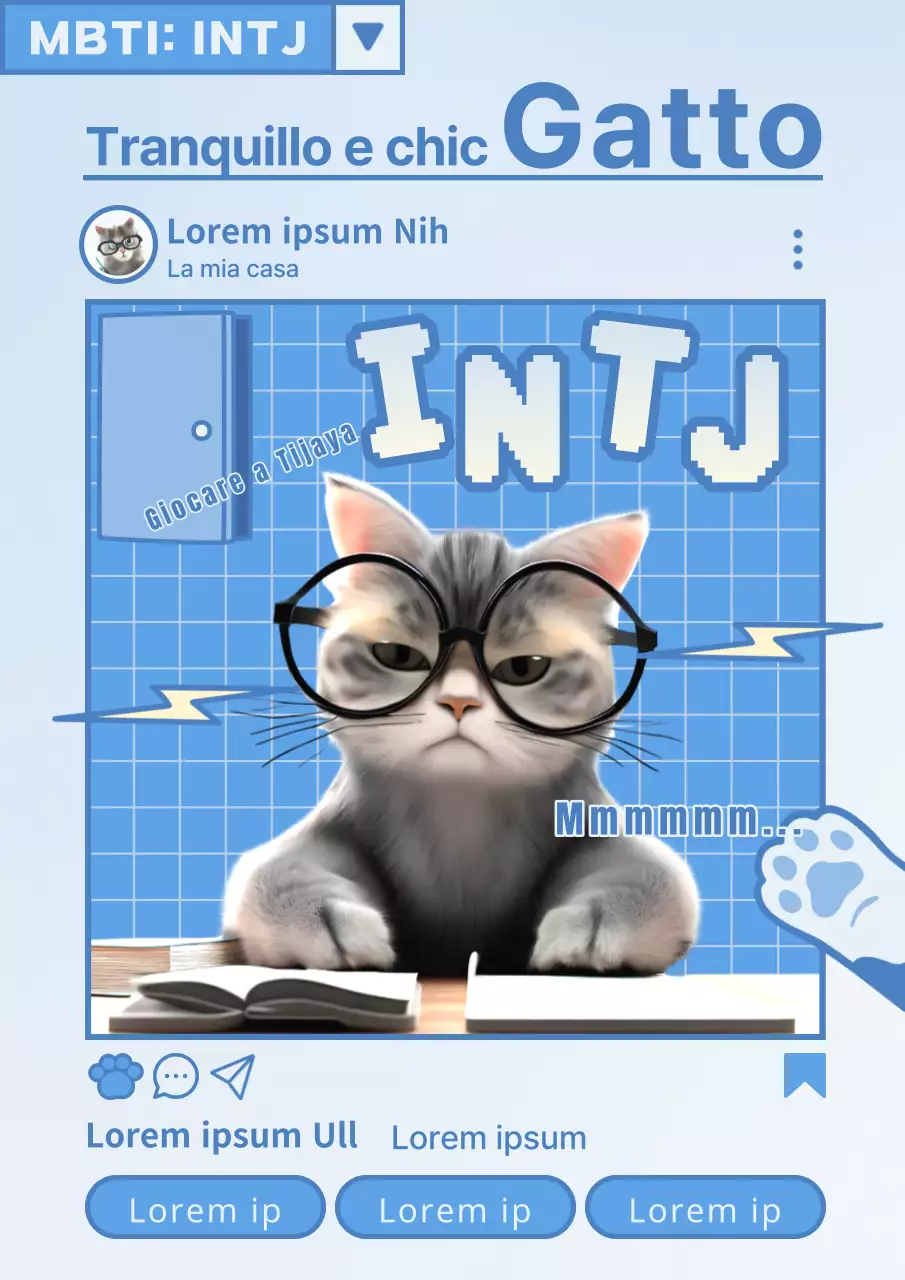 Presentazione dei tipi di personalità MBTI in azzurro e bianco, una combinazione di colori di tendenza.