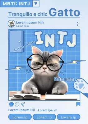 Presentazione dei tipi di personalità MBTI in azzurro e bianco, una combinazione di colori di tendenza.