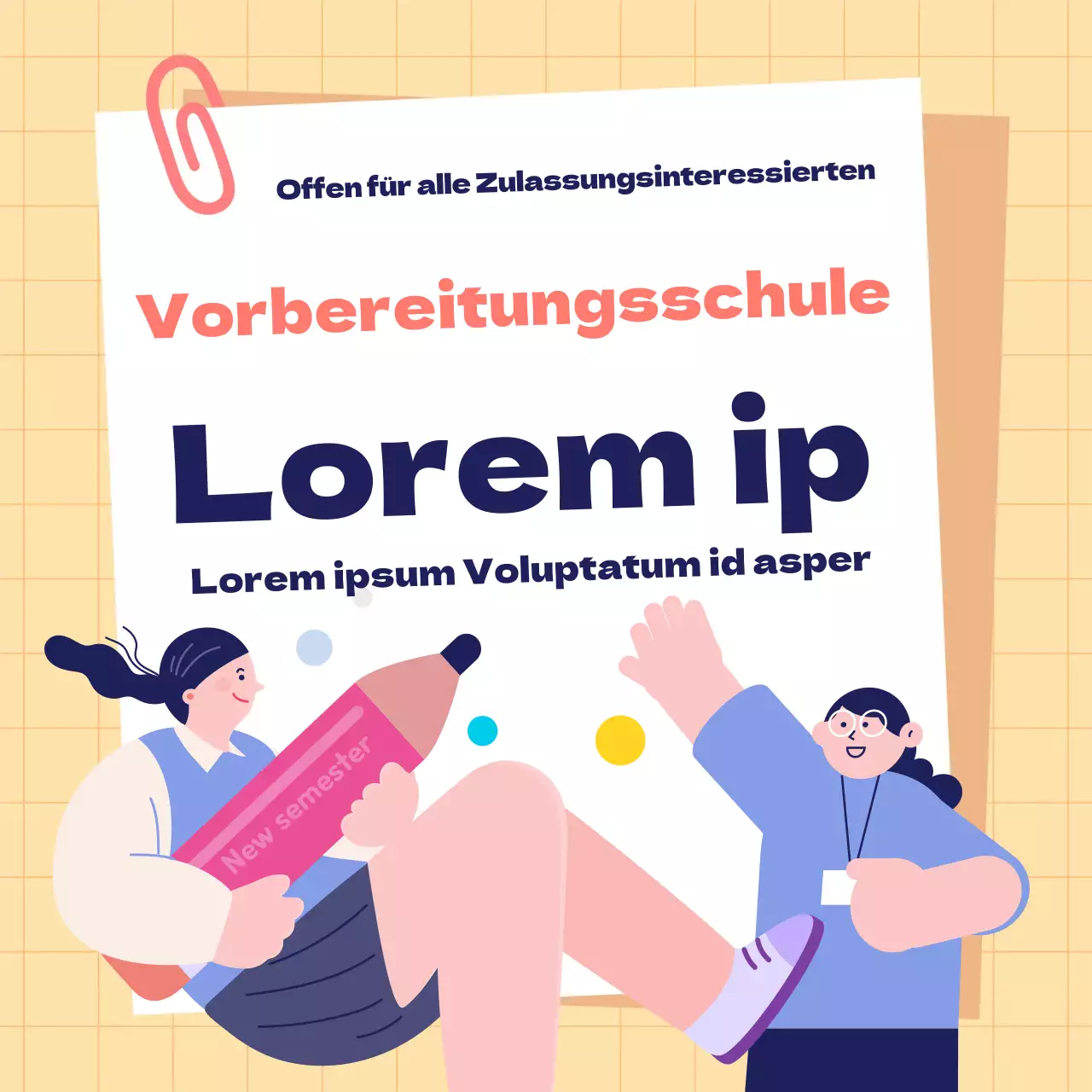 Eine kitschige gelb-weiße Stellenausschreibung für Berufsanfänger