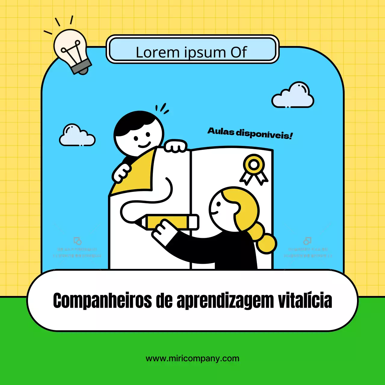 Centro de formação amarelo e verde para promover o recrutamento de estudantes
