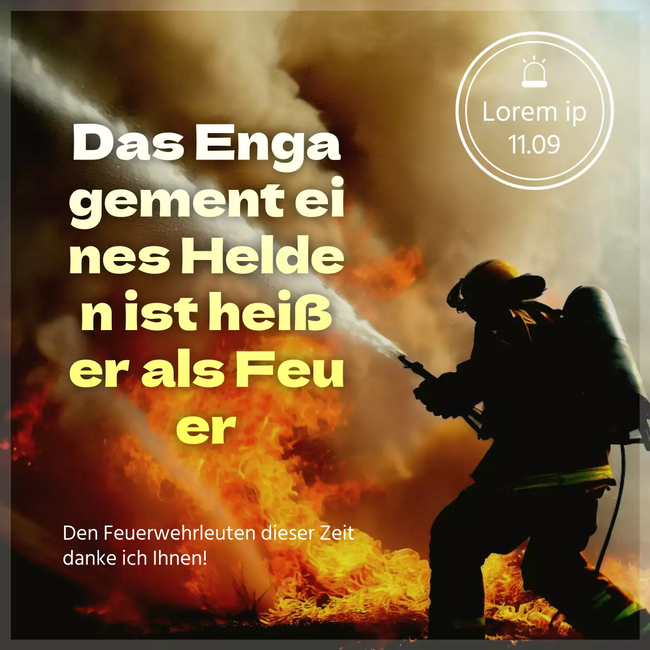 Werben Sie für den Tag des Feuers in Braun und Gelb mit einem modernen Twist