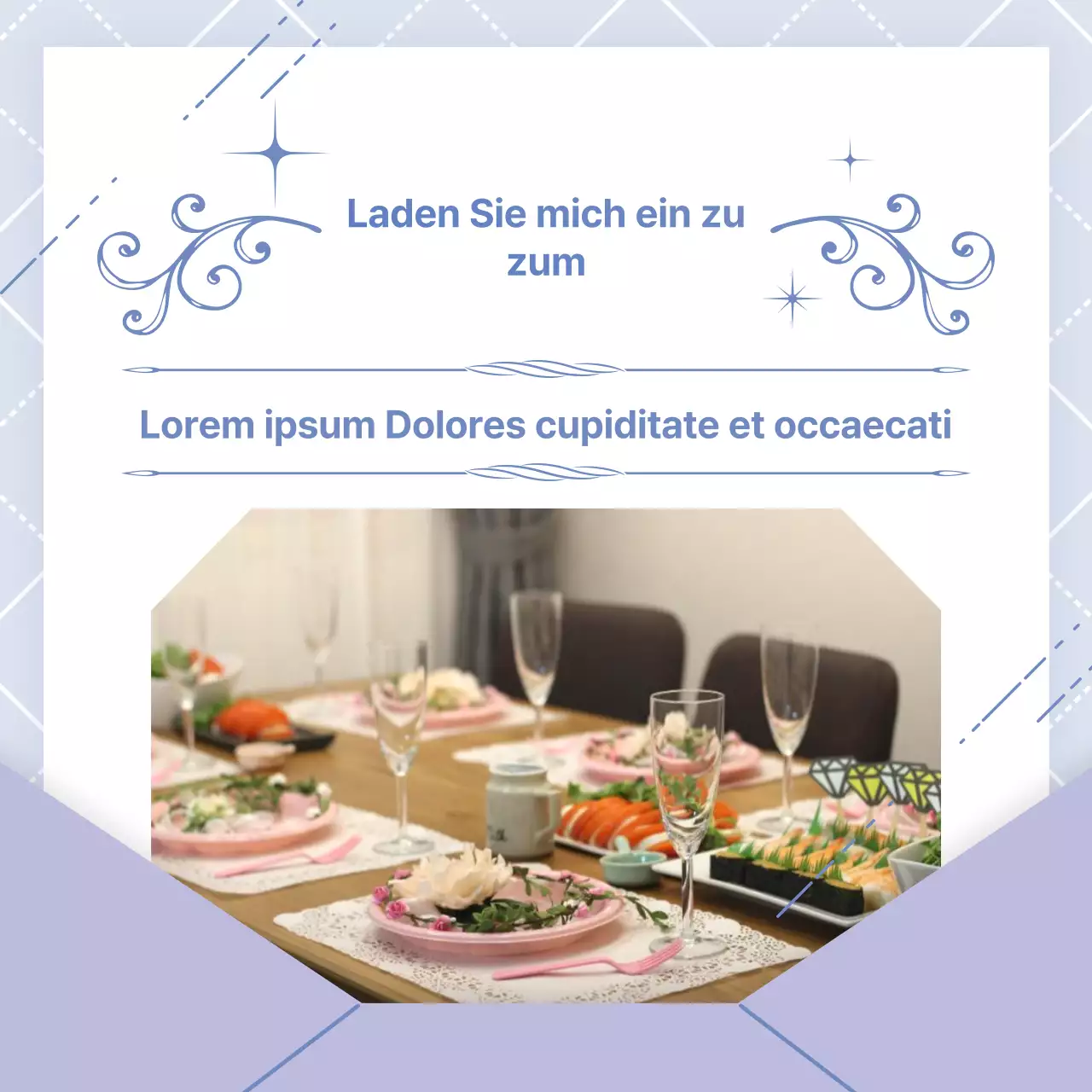 Eine luxuriöse Partyraum-Einladung in Mauve