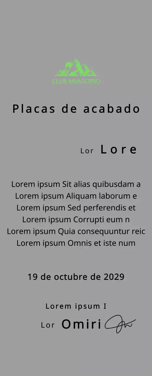 Placa de finisher de club de montaña con logotipo del club concepto con ilustración de montaña verde