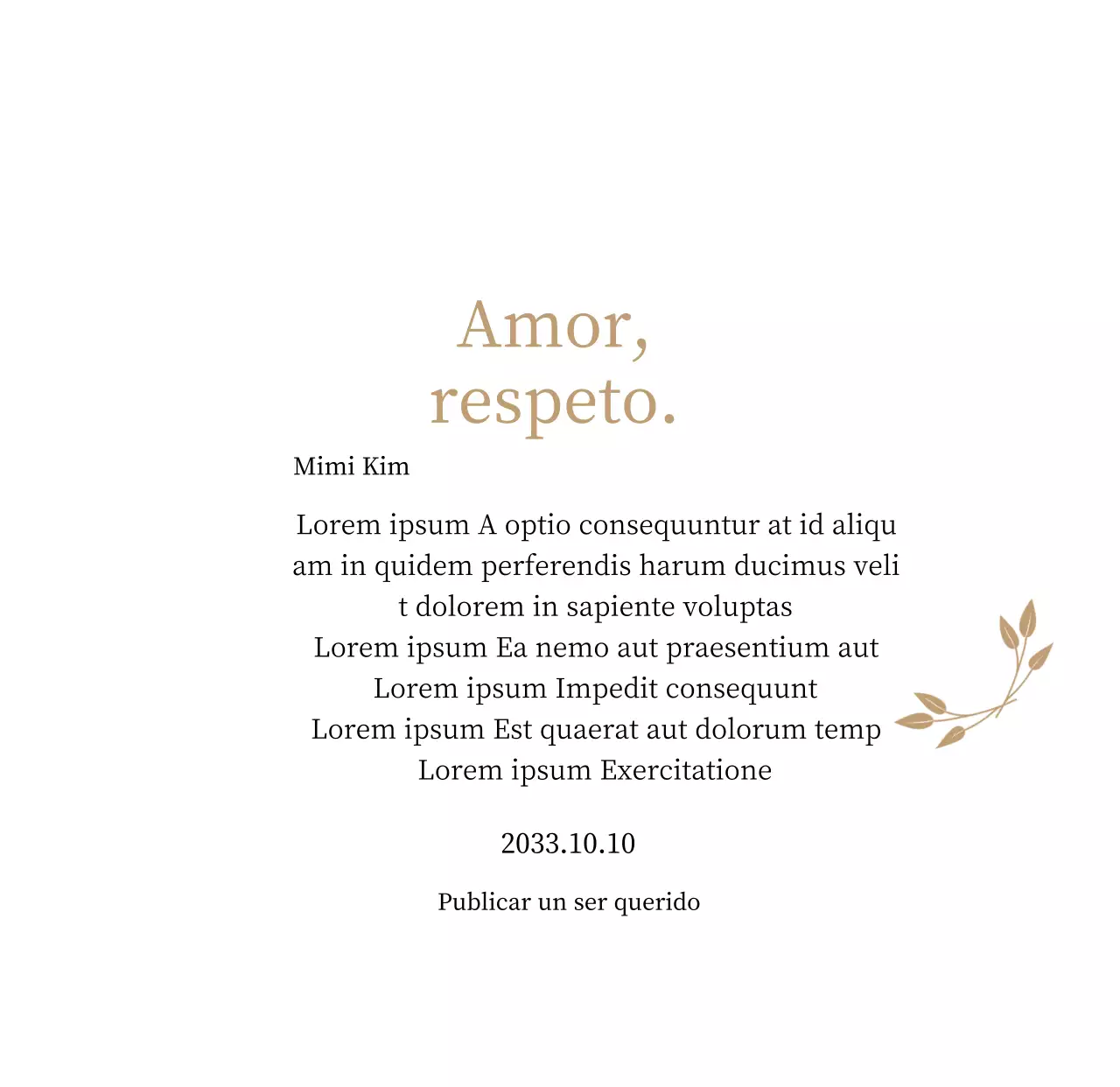 Elegante placa de agradecimiento con oro y hojas