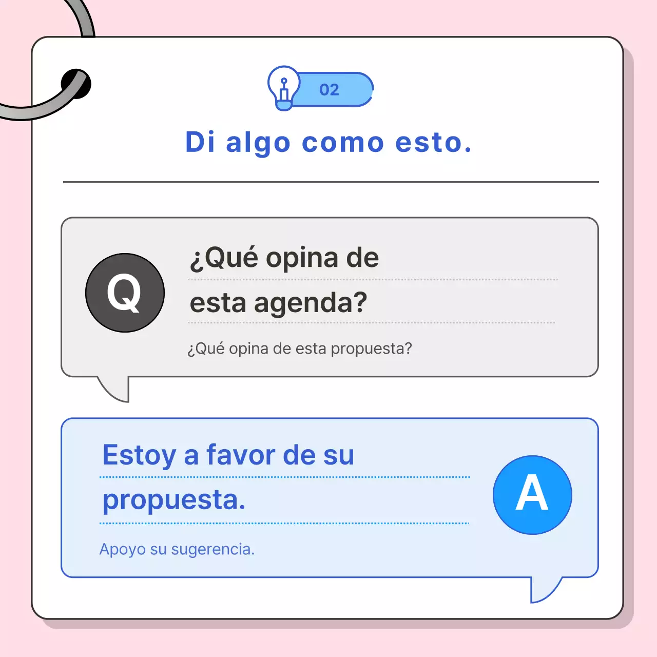 Promueva las conversaciones en inglés de negocios con una combinación de colores rosa y azul