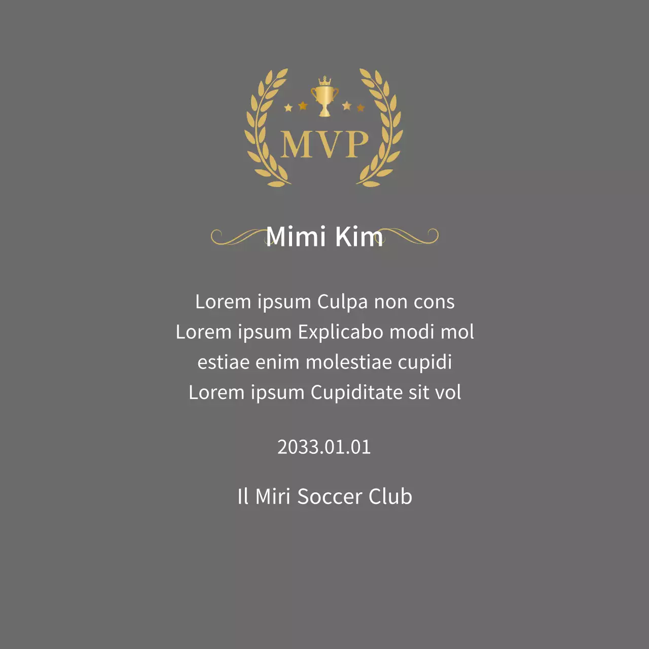 Targa del campionato con alloro e trofeo in oro