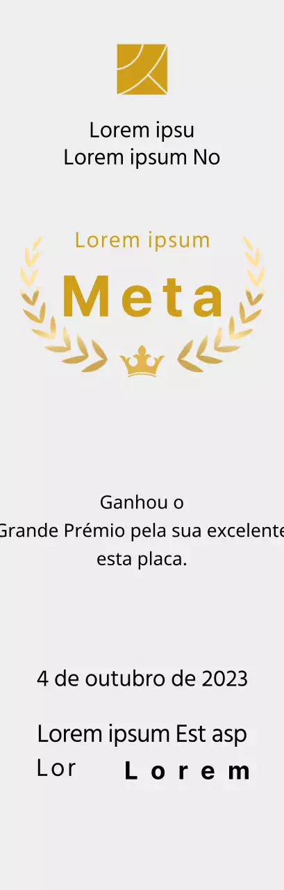 Placa do vencedor do conceito de concurso com linhas de louros e ilustração de uma coroa