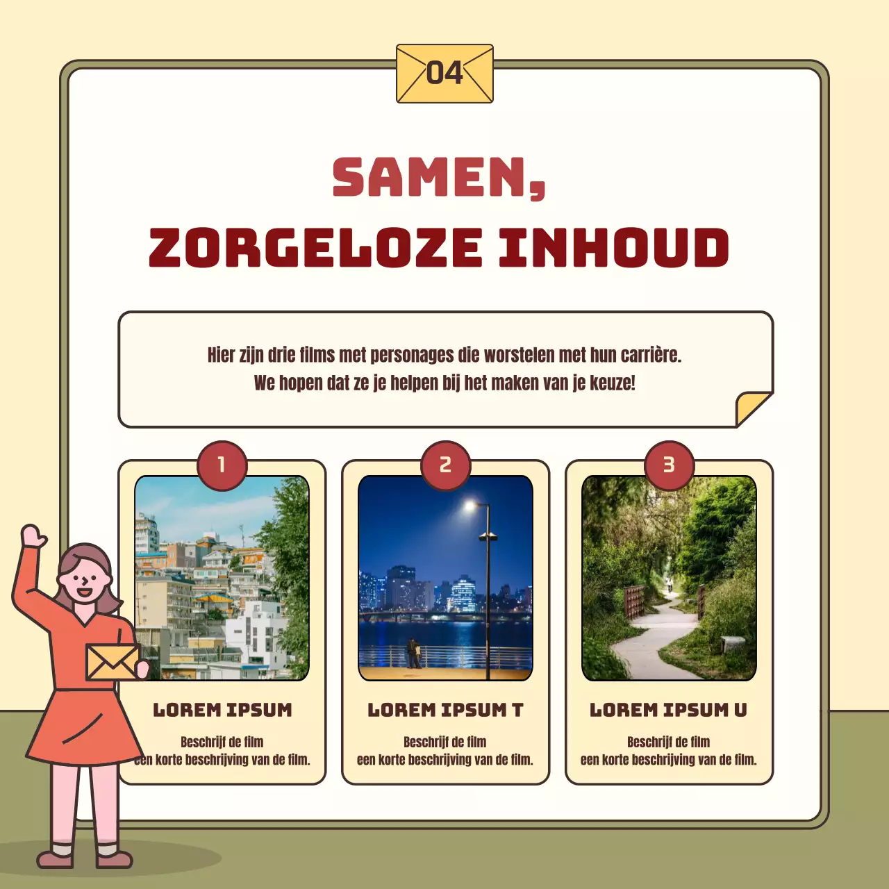 Een eenvoudige gele en kaki nood adviespost