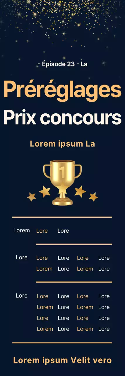 Promouvoir une participation à un concours avec un trot doré sur fond bleu marine