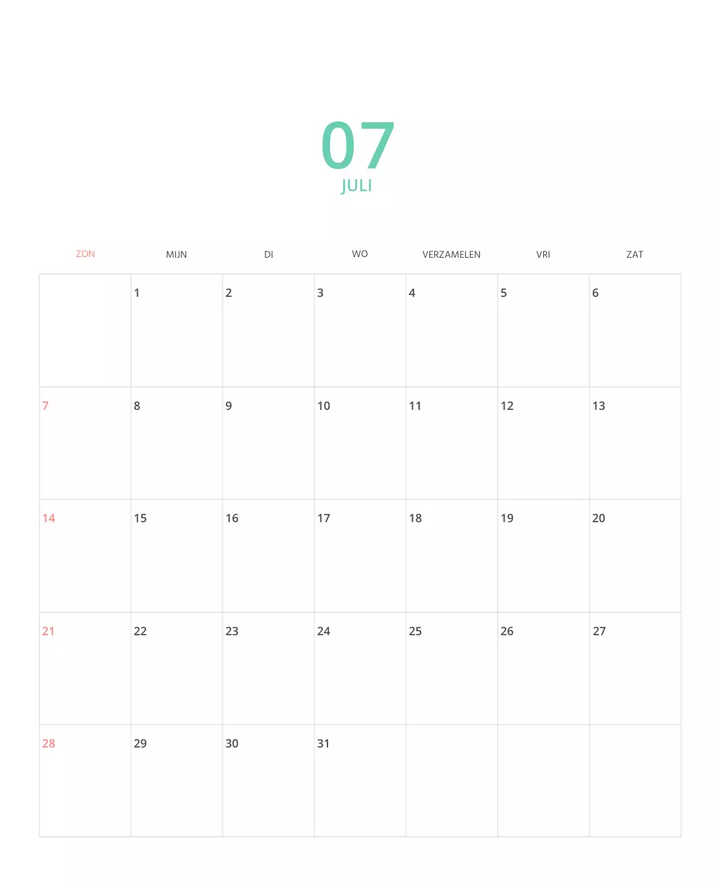 Veelkleurige geïllustreerde kalender